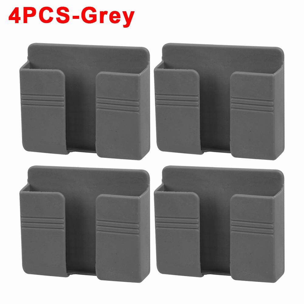 4Pcs Wall Mounted Storage Box Multifunction Punch Free Organizer TV Remote Control DIY Mobile Phone Plug Charging Holder