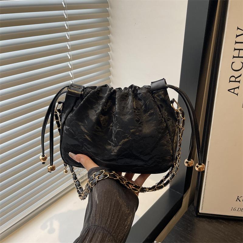 Mädchen-Pumpgürtel, lässig, einfarbig, lässig, literarisch und künstlerisch, schlichte Kette, Umhängetasche, Beuteltasche mit einzelner Schulter.