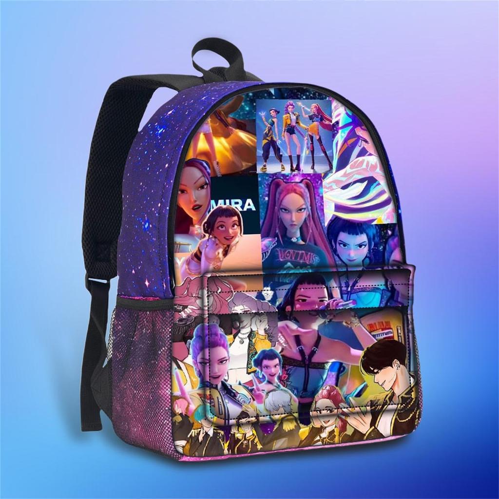 Movie Peripheral Print Backpack, School Bag Student Campus With Plush Ball Backpack