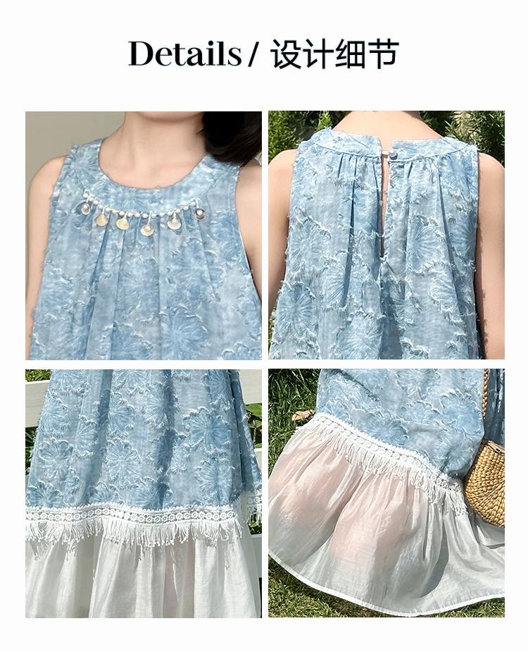 Girls' Dress Summer 2026 New Style Mid University Children's Stylish Tank Top Skirt Girls' Lace Holiday Beach Skirt Trendy