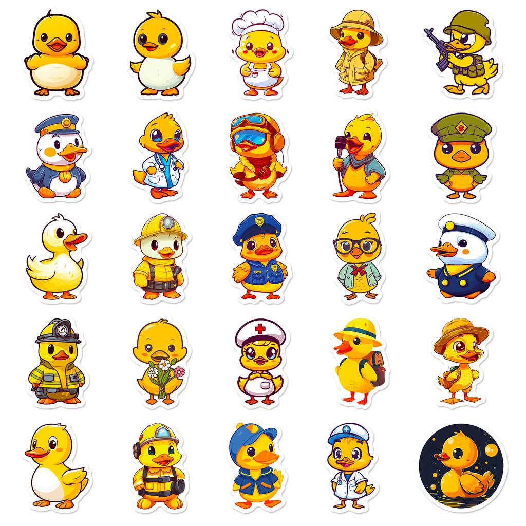 50 New Suitcase Cup Decoration Little Yellow Duck Stickers Cartoon Stationery DIY Hand Note Doodle Reward Stickers