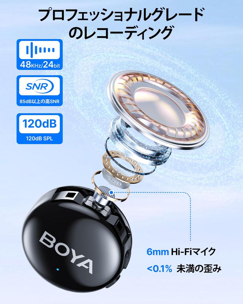 BOYA BOYALINK3 Wireless Lapel Microphone, Type-C, Lightning, and 3.5mm, Compatible with iPhone 16 Series, Android, iPhone, and Cameras, with AI Noise