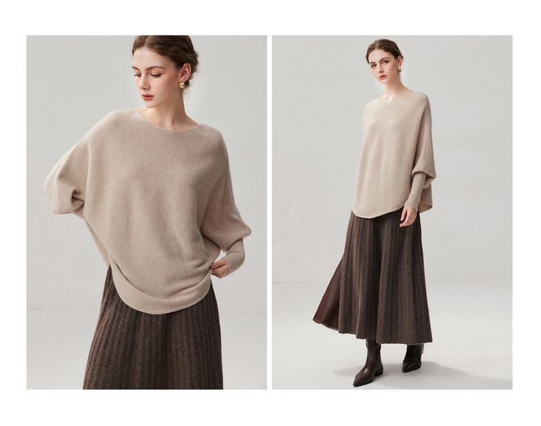 Women's Irregular One-Shoulder Cashmere Blend Batwing Sleeve Knit Cardigan
