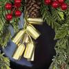 Christmas Wreath Green Foliage Pine Cone Red Berry Gold Bell Christmas Decoration Festive Door Wreath Holiday Home Decor