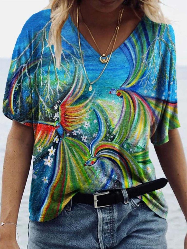 Fashion Tees Y2k Female Clothes Oversized Tops Summer Cat Butterfly Floral 3D Printed Women T-Shirts Vintage Streetwear T Shirt