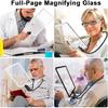 10X Large Reading Hands Free Magnifying Glass with Neck, Large Neck Wear Full Book Page Magnifier for Reading 50 LED Lights, Flexible Gooseneck