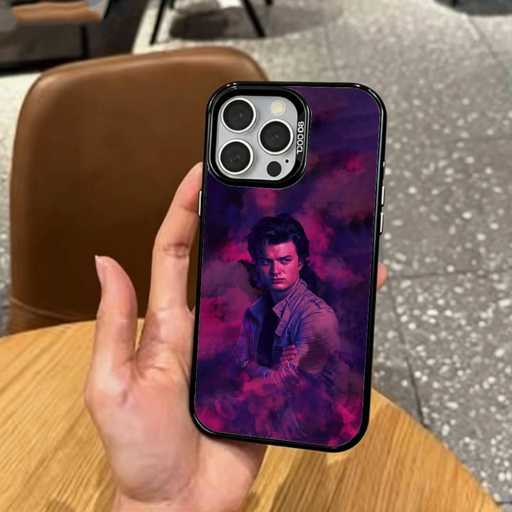 Trendy S-Steve H-Harrington   Phone Case For iPhone17,16,15,14,13,12,11 Plus,Pro Max Colored Silver Plated Inside Cover