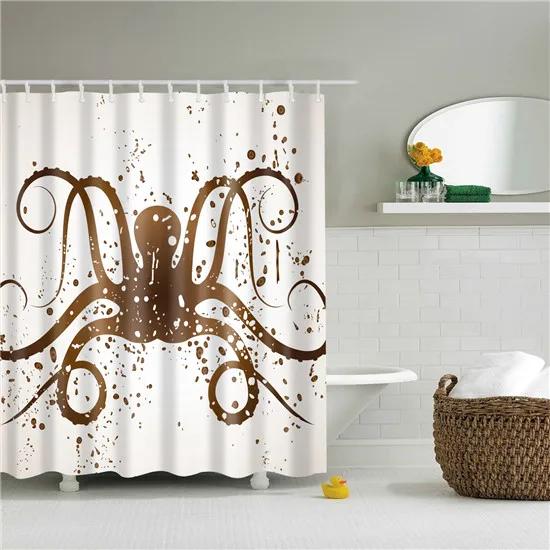 Elephant Octopus Owl Deer Horse Zebra Animals Printed Shower Curtains Bathroom Curtain With Hooks 180X180Cm