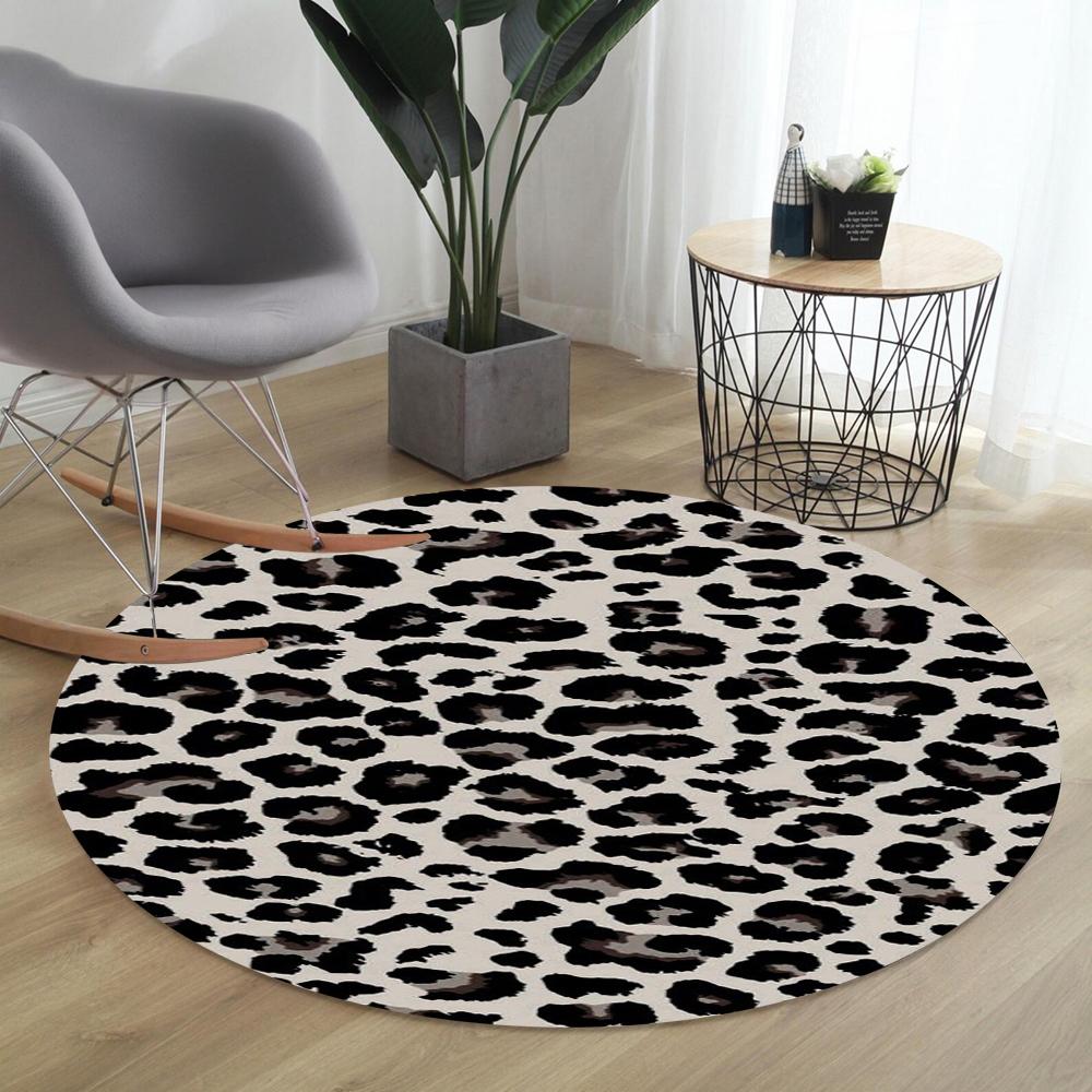 Tappeto Rotondo Stampa Leopardo Marrone Tappeti in Flanella Decorativi per Pavimento Casa Salotto Camera da Letto Donna Ragazza con Trama Animalier