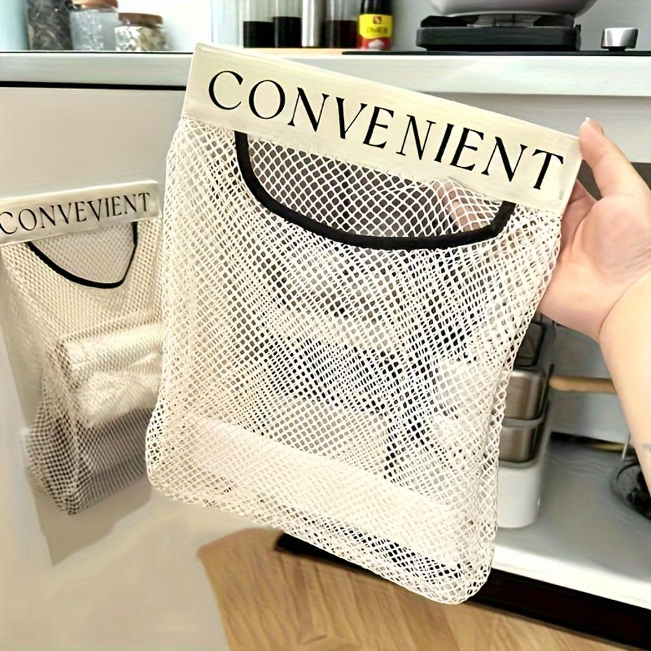 Large-capacity Garbage Bag Holder Hanging Mesh Bags Wall-Mounted Fruit Organizer Storage Tools Net Kitchen Cabinet Accessories