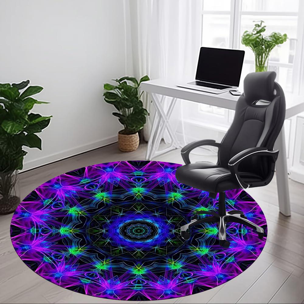 1 Stück Kaleidoskop-MusterStuhlteppich für Büro, Innenbereich Rutschfest Waschbar Polyesterfaser Teppich, Matte Für Büro, Maschinenwaschbar