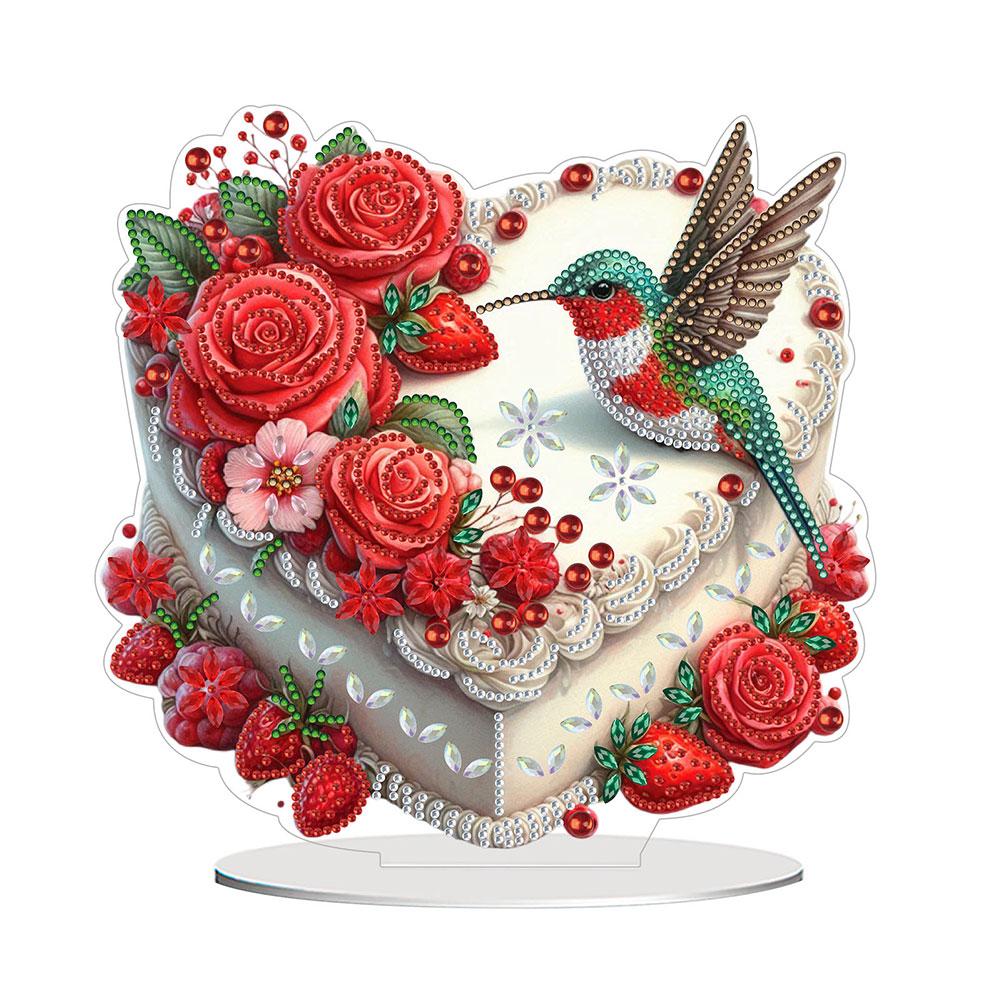 5D DIY Romantic Valentines Day Diamond Tabletop Decor Cat Rose Dog Rose Small Flower Bed Rose Hot Air Balloon Tabletop Decor