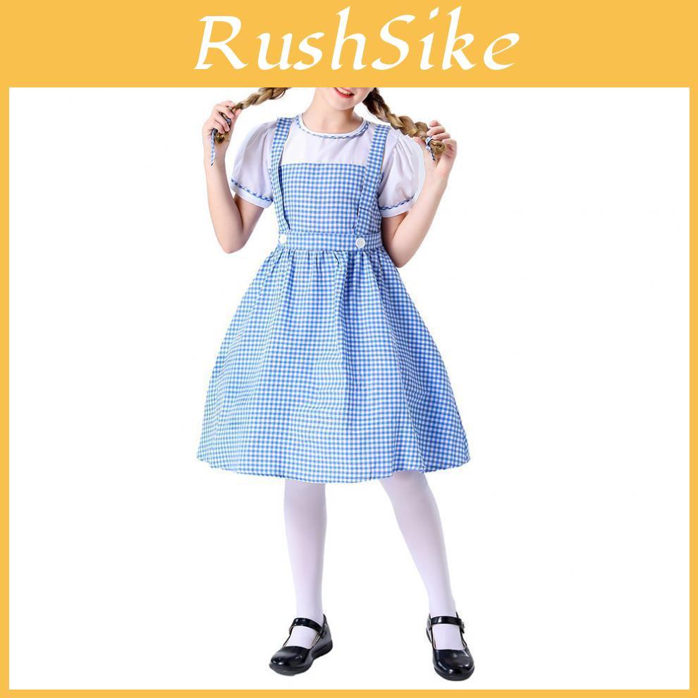 Wizard Of Oz Blue Checkered Costume Dress With Headband For Girls Roleplay Special Characters Included