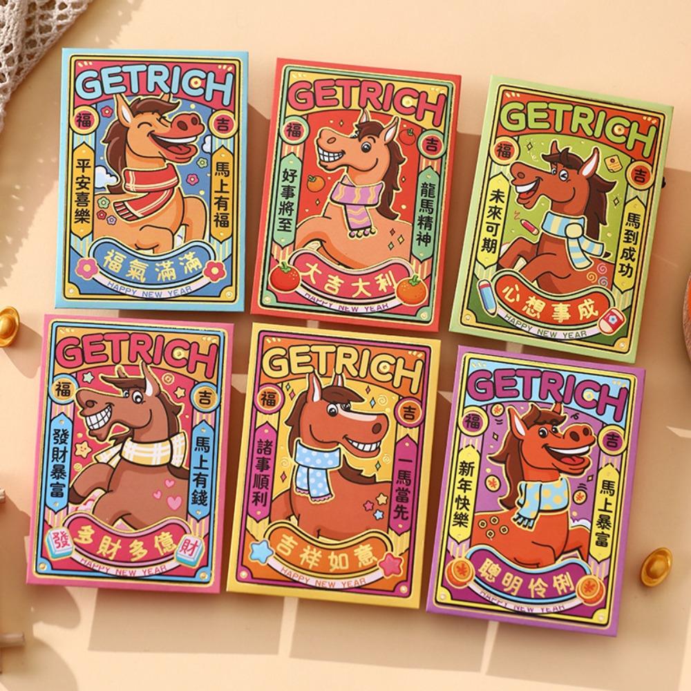 6pcs Thickened Lucky Red Pocket Blessing Money Envelope Red Pocket New Year Money Bag  Birthday Gift
