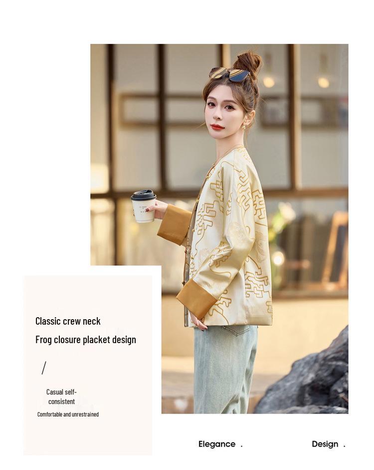 Spring 2025 Women's Retro Round Neck Short Jacket