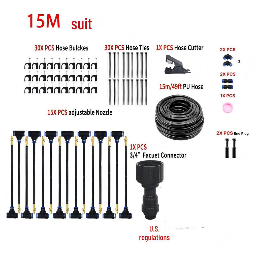 Universal Adjustable Micro-Atomizing Sprinkler Set for Irrigation, Cooling, and Humidification