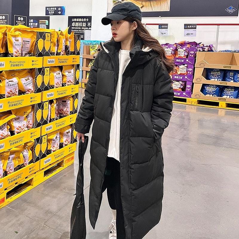 

Новая куртка в британском стиле с хлопковой подкладкой, женская зимняя длинная свободная корейская толстая до колена, длинная куртка с хлопковой подкладкой, хлопковое пальто XL чёрный