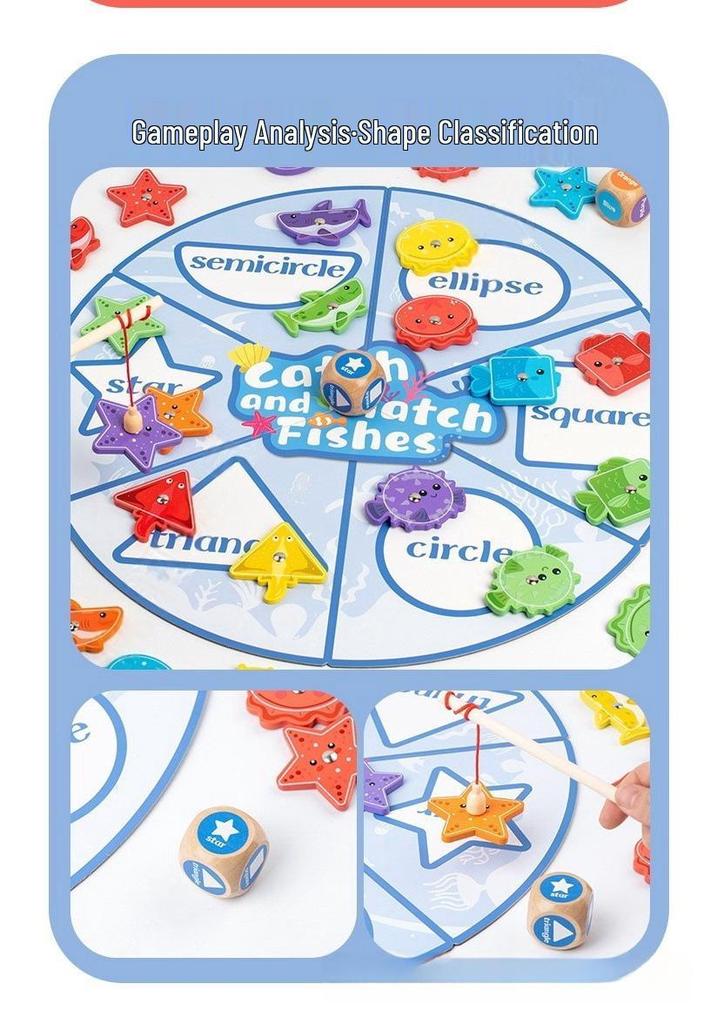 Wooden Magnetic Fishing Game Floor Mat for Early Education