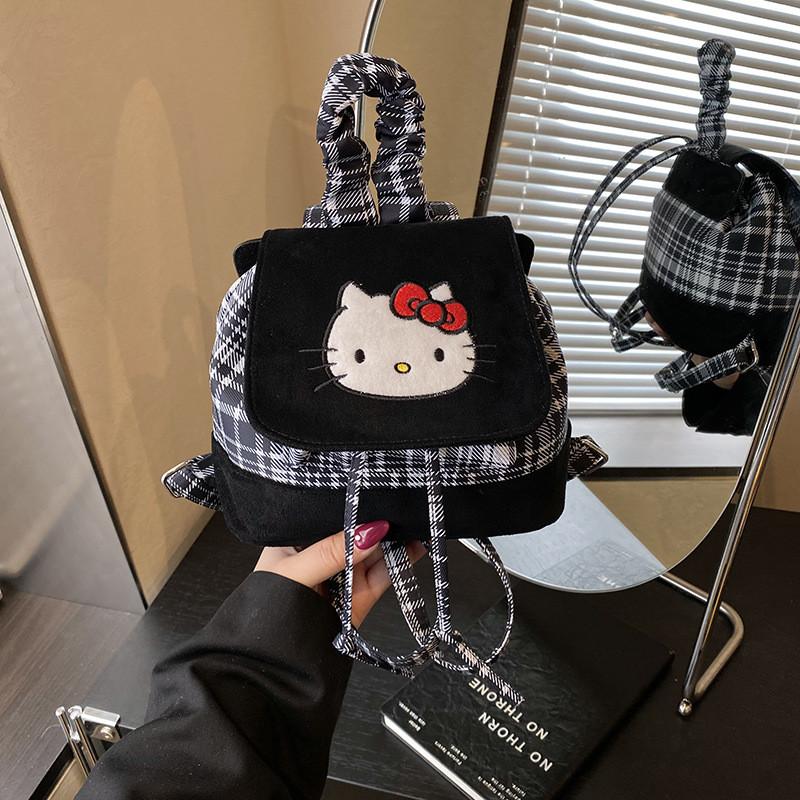 Hello Kitty Retro PU Doppel-Schulterrucksack für den täglichen Weg zur Arbeit und Reisen