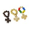 Natural Pine Wood Bead Finger Chain Rosary with Faith Symbol Handcrafted for Baptism and Individual Adornment