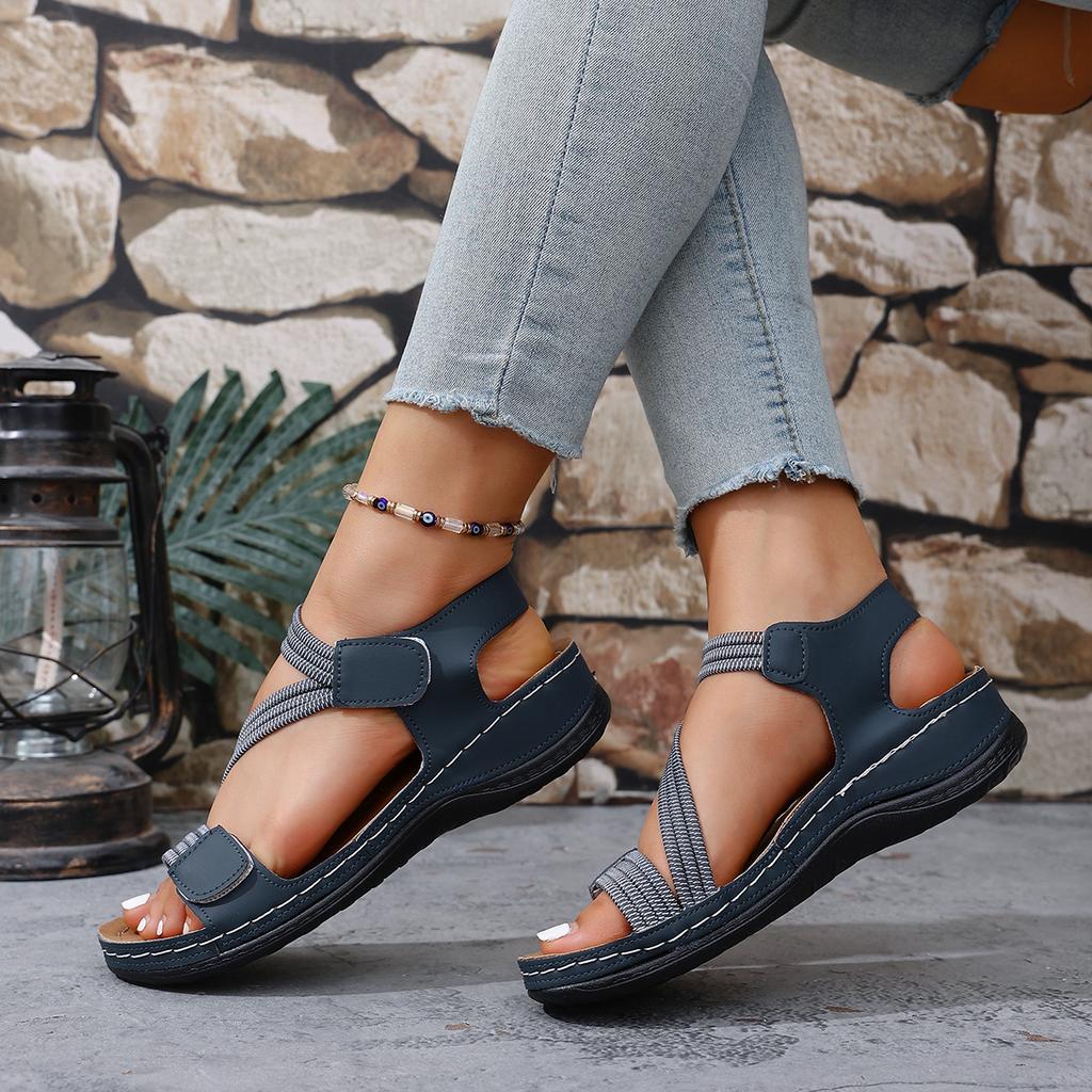 High Quality Brand Women Sandals 2025 Summer New Elastic Band Lightweight Sandals Flat Casual Outdoor Shoes for Women