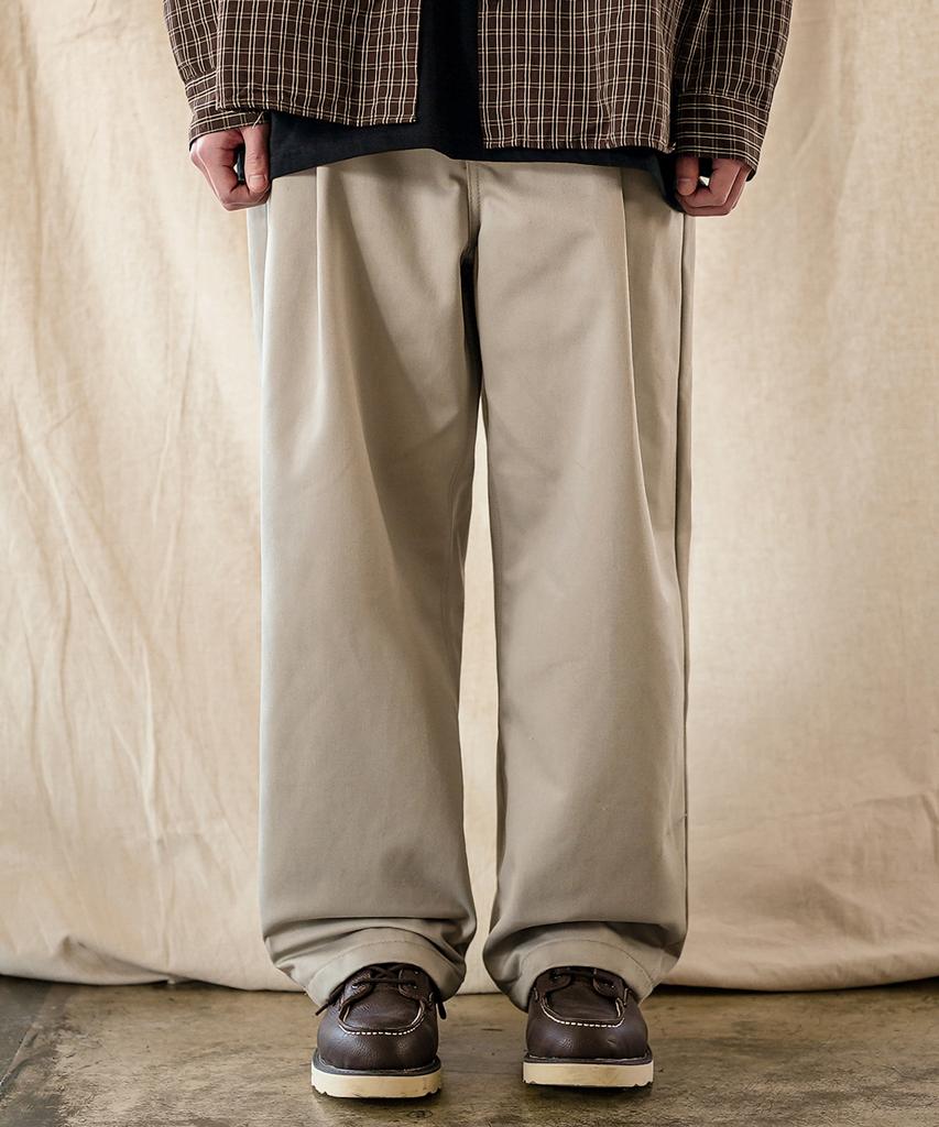JEMUT Deck One-Pleat Cp Wide Pants Light Beige Solp2602