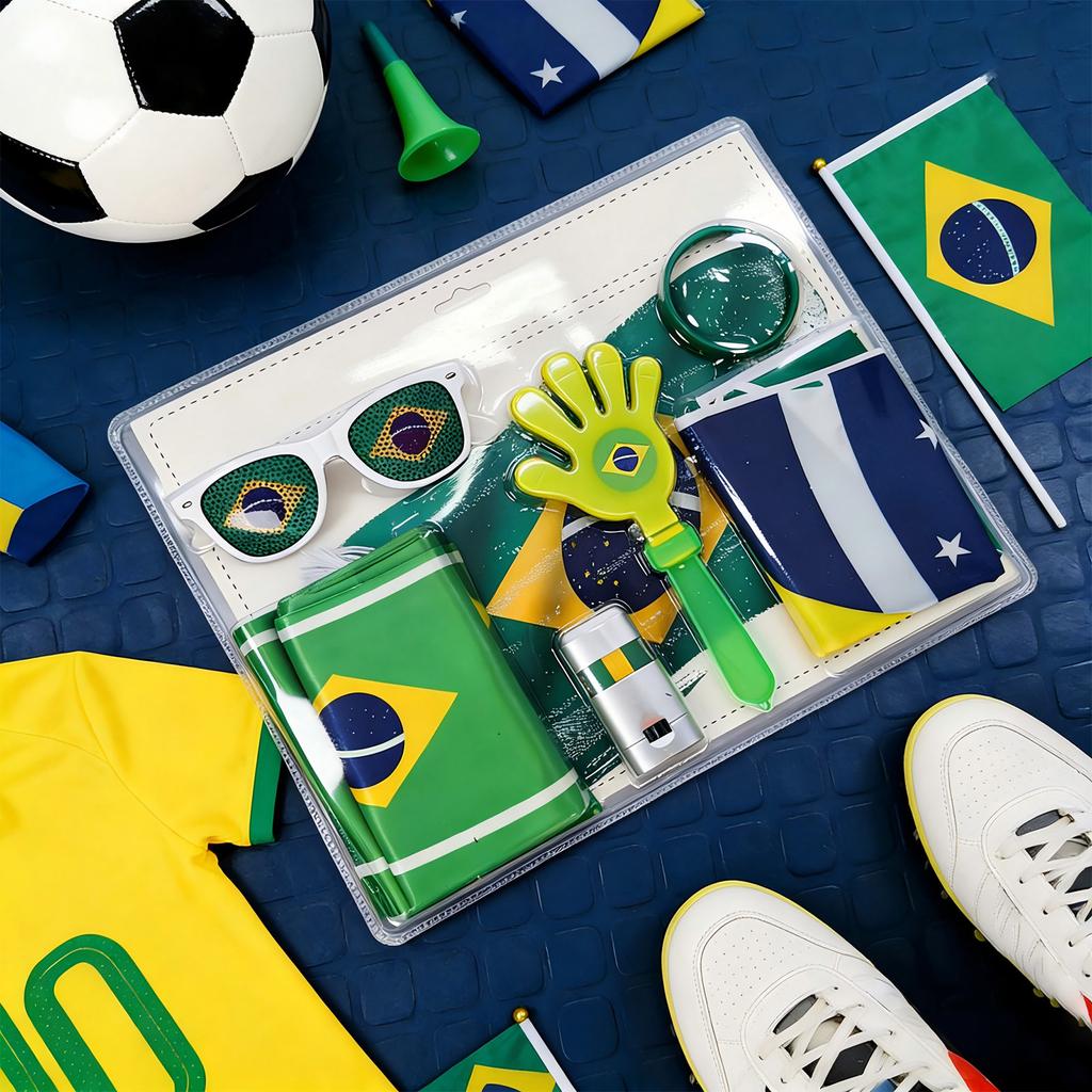 Football Fan Set: Flags, Glasses, Clappers, Face Paint, And Cheering Props