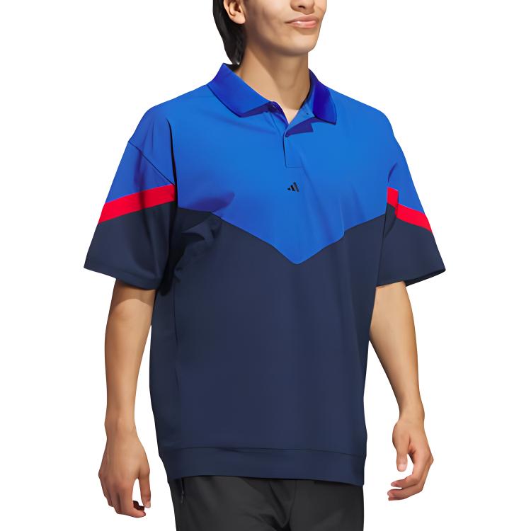 Adidas Ultimate365 Color Block Loose Breathable Comfortable Short Sleeve Polo Shirt Men Polo Shirts Royal-Blue IY5552