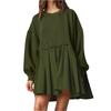 Women Loose Fit Pleated Hem Sweatshirt Dress Long Sleeve Pullover Two Piece Style Casual Tunic Dress for Daily Wear