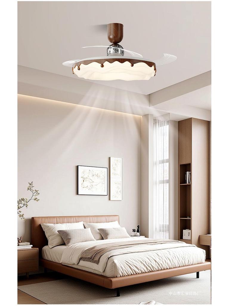 Entegre Işıklı Vintage Krem Minimalist Tam Spektrumlu Tavan Vantilatörü