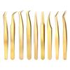 Gold Curved Tip Tweezers Stainless Steel Straight Tweezers Lash Extension Tweezers  Nail Art