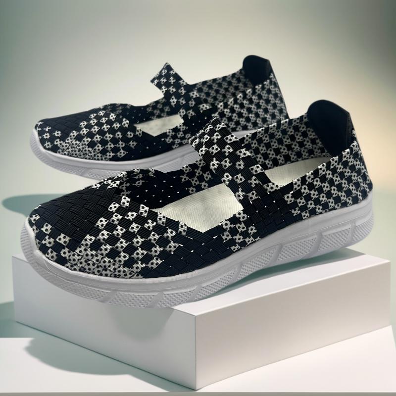 Summer Girl Mary Jane Sandals Lady Handmade Braid Sandals Women Black Weave Flat Shoes Plus Size