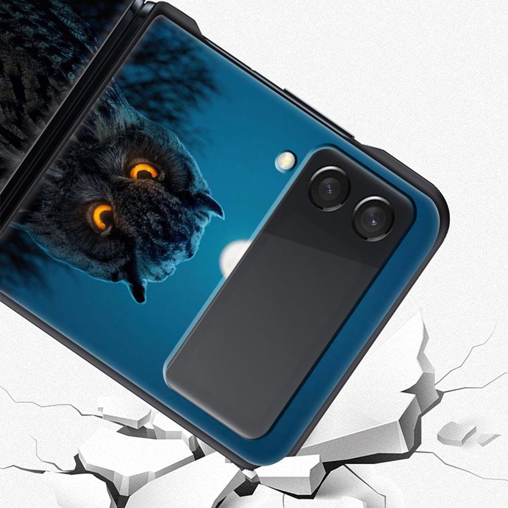 Phone Case for Samsung Galaxy Z Flip 3 4 5 Folding Mobile Shell Hard PC Fundas Protect Cover Cartoon Girl Gifts Lovely Owl
