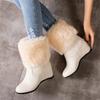 Fashion Big Size 33-43 Ladies Height Lncreasing Fur Ankle Boots Daily Concise Boots Women High Heels Shoes Woman Winter Botas Mujer33-43