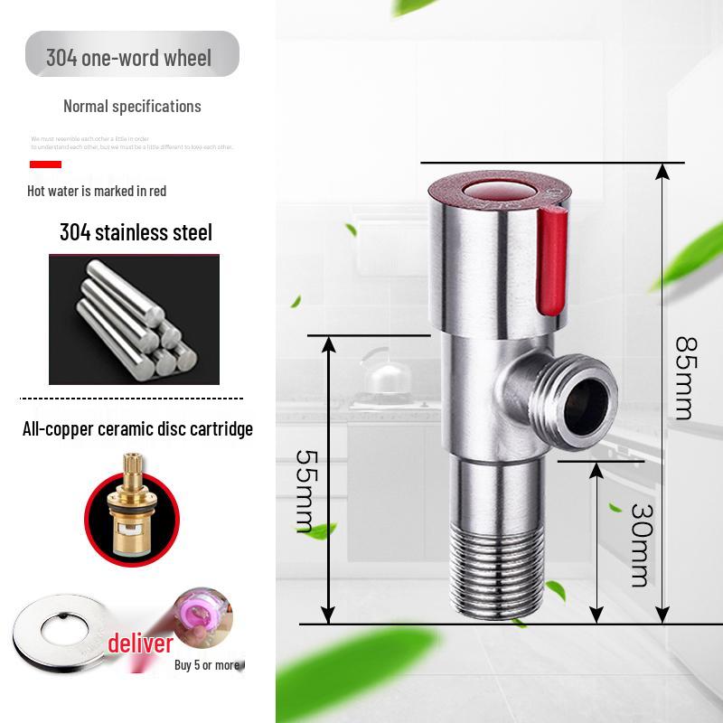 304 Edelstahl 4-Punkt Doppel-Heiß-/Kaltwasser-Winkeleckventil für den Hausgebrauch