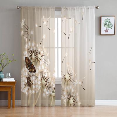 Păpădie Fluture Plantă Floră Perdele din șifon pentru sufragerie Dormitor Decorare fereastră Voiles Draperii din tul Perdele