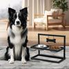 Iron Frame Elevated Dog Bowl Stainless Steel Bowls Adjustable Height Cat Bowl Stand Detachable Double Bowls