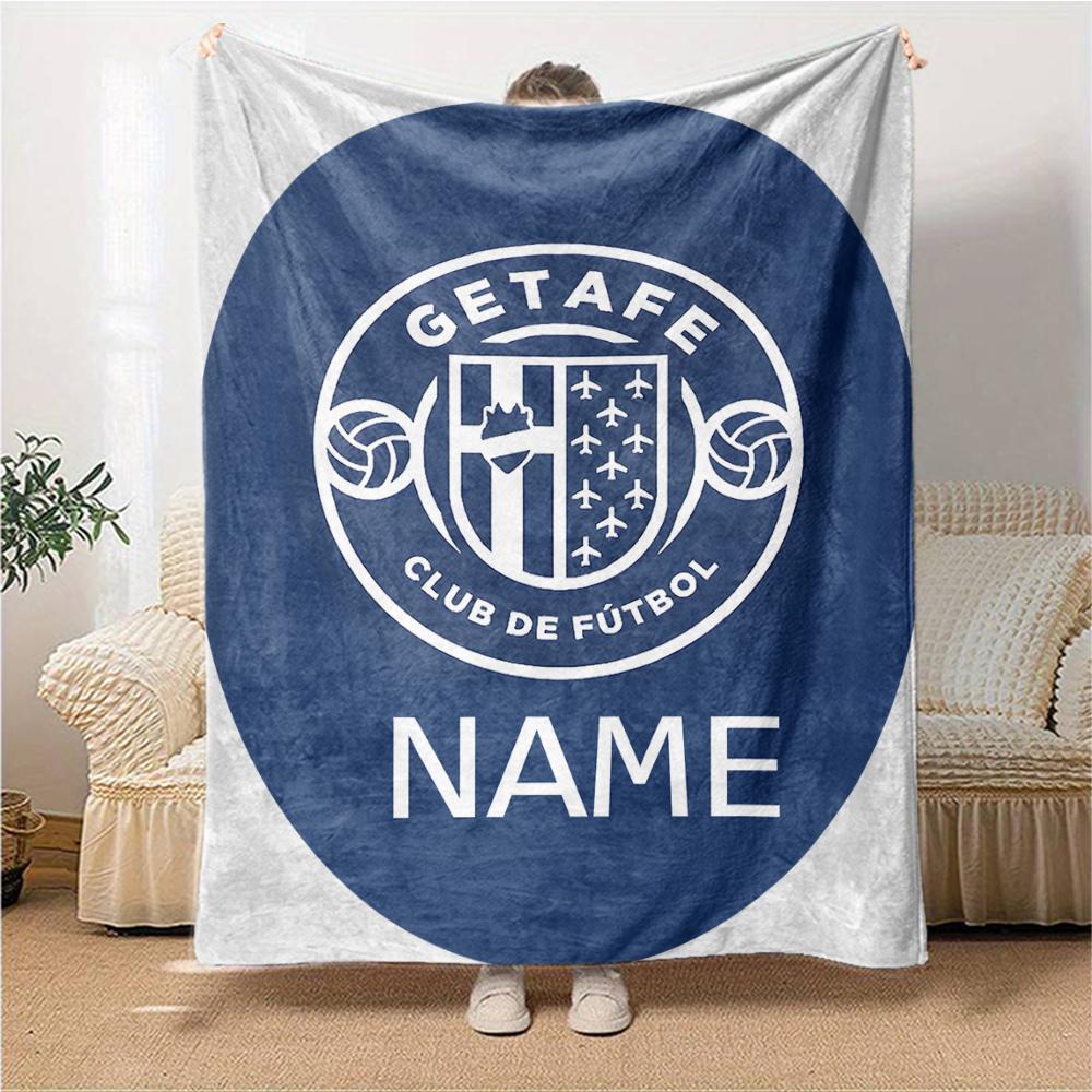 Custom Name Getafe FC Crest Blanket for Couch & Bed, Plush Cozy Fuzzy Blanket Super Soft & Warm Blankets for Fall and Winter. 0908249