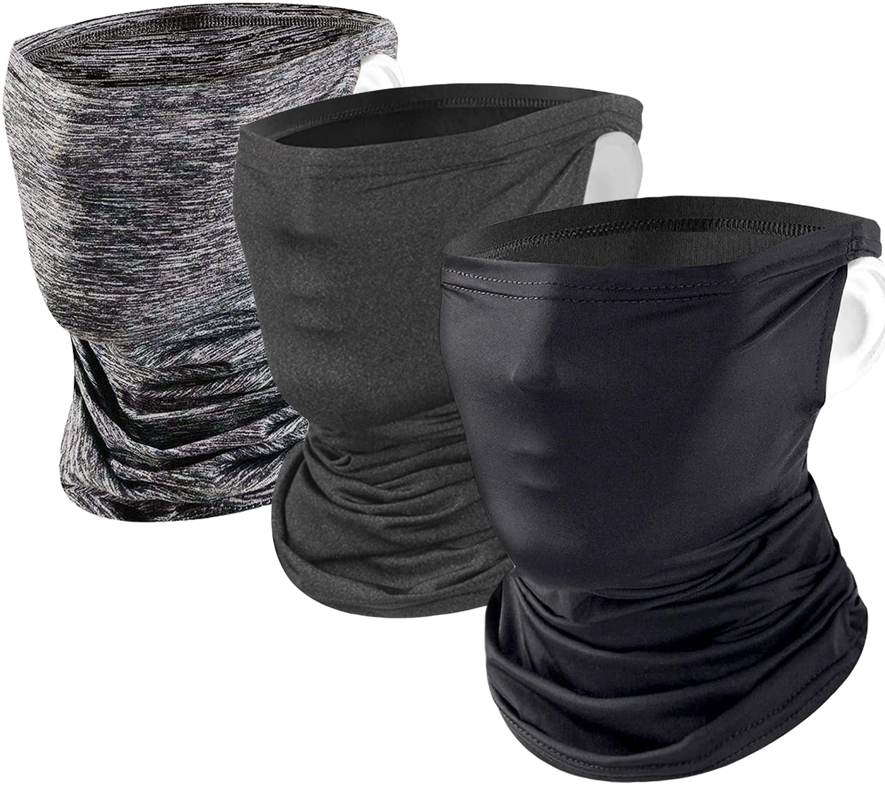 

Andeor Cooling Face Cover for Certified UPF Cool to the Touch Breathable Neck Neck UV Ear Loops Black Dark Gray Summer, 50+, -5°C, Warmer, Guard,