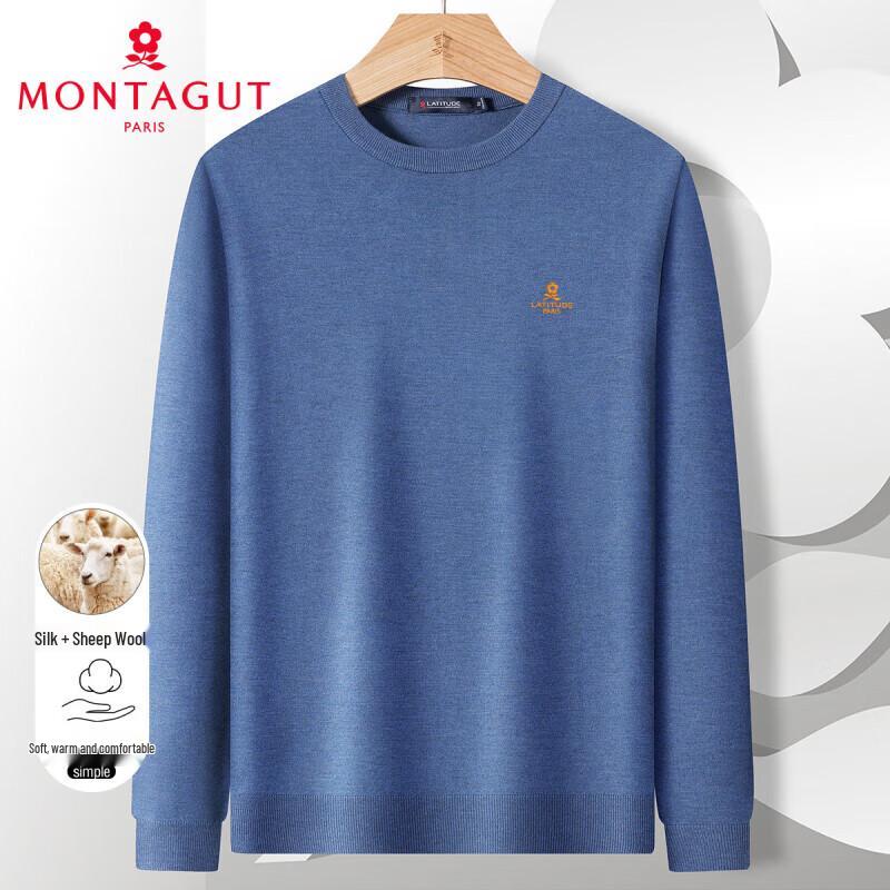 MONTAGUT Men's Silk Blend Long Sleeve Knit Sweater