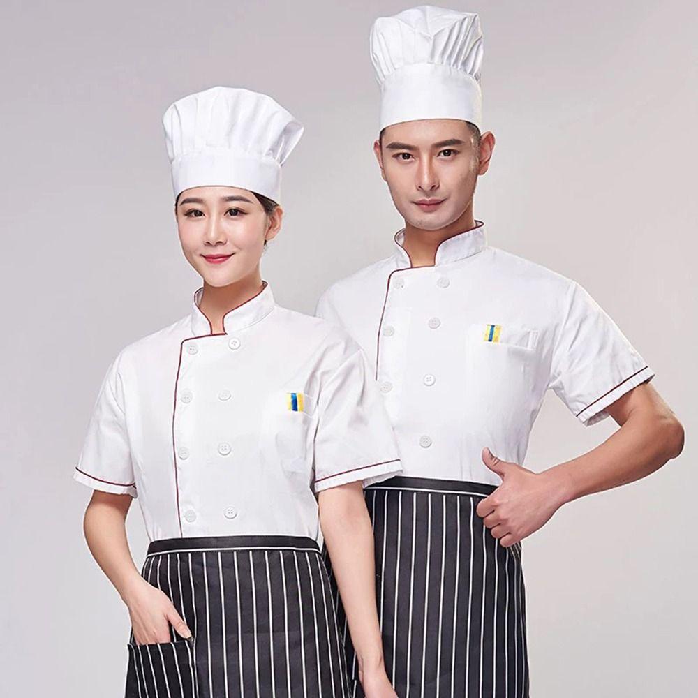 Uniforme de Chef Unisexe Manches Courtes Longues Uniforme de Travail Nouvelle Salopette Restaurant