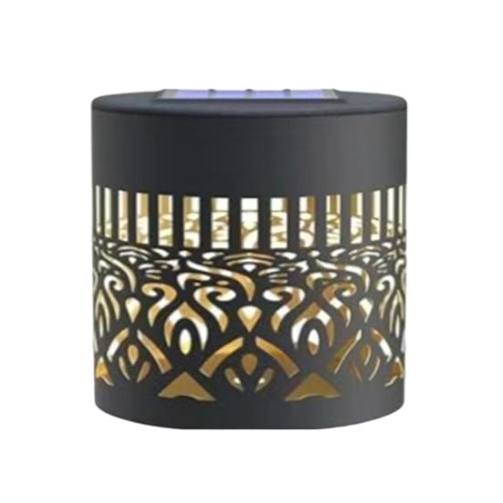 Decorative Solar Lights Metal Hollow Pattern Outdoor Step Wall Lights Weather-Resistant Landscape Lamp Waterproof Fence Lights for Garden Post Patio