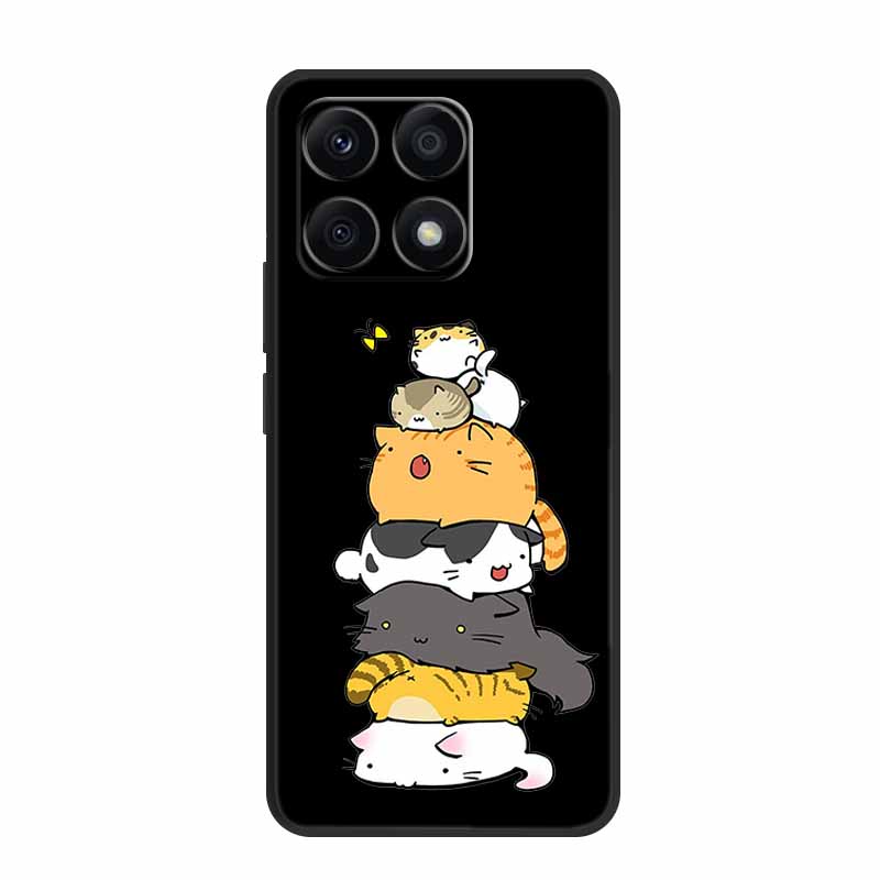 Black Silicone Case For Xiaomi 15T Pro Case Cartoon Cat Soft Back Cover For Xiaomi 15T 5G 17 14T Pro Phone Case Coque Funda Para