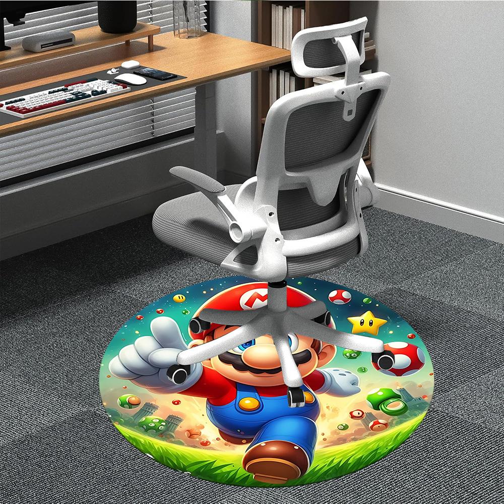 

1pc Mario Bros Chair Carpet for Office, Indoor Non-Slip Polyester Fiber Carpet, Machine Washable, Durable Construction yy251205137 80cm by 80cm