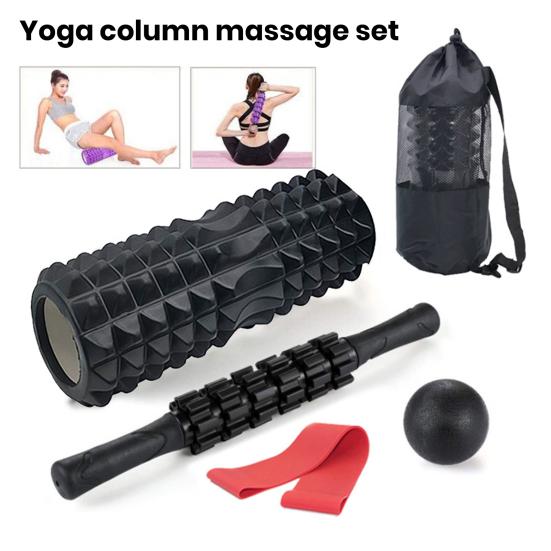 5-in-1 Foam Rollers Set Yoga Roller Massage Stick Massage Resistance Band Set Muscle Relief Tool for Runners Athletes Yoga Pilates
