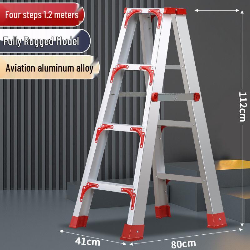 Double-Sided Aluminum Alloy Folding Step Ladder - Ladder Free Shipping, Widened & Thickened for Household or Attic Use