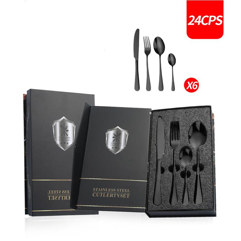 16pcs 20pcs 24pcs Stainless Steel Tableware Set Rainbow Dinnerware Knife Fork Coffee Spoon Cutlery Western Dinner Hotel Flatware