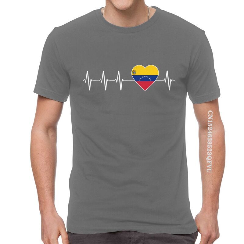 Venezuelan Heartbeat T Shirts Men Fashion T Shirt Cotton Oversized I Love Venezuela Flag Heart Tshirt Unique Tees Tops