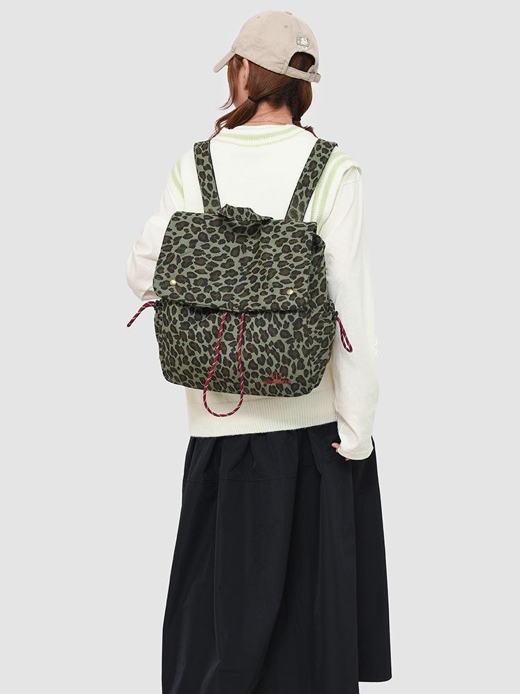 2025 Trendiger Retro Leopardenmuster Canvas Kordelzugrucksack - Große Kapazität