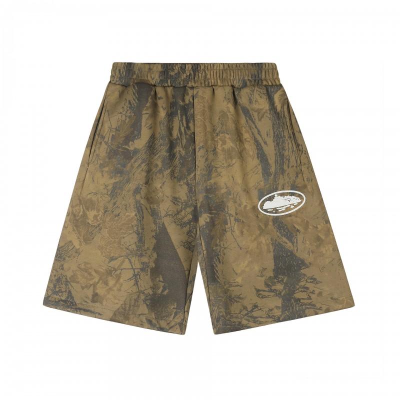 Mens Relaxed Fit Casual Shorts - Cotton Blend Breathable Loose Cut Elastic Waistband Camo Print Wear